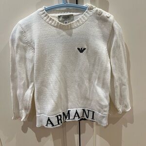 Baby Armani White Knit Sweater 18m